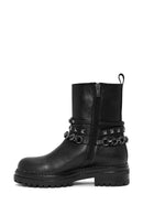 Women's Black Zippered Leather Boots | Derimod