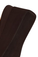 Woman Tan Buckled Wedge Heel Suede Slipper | Derimod