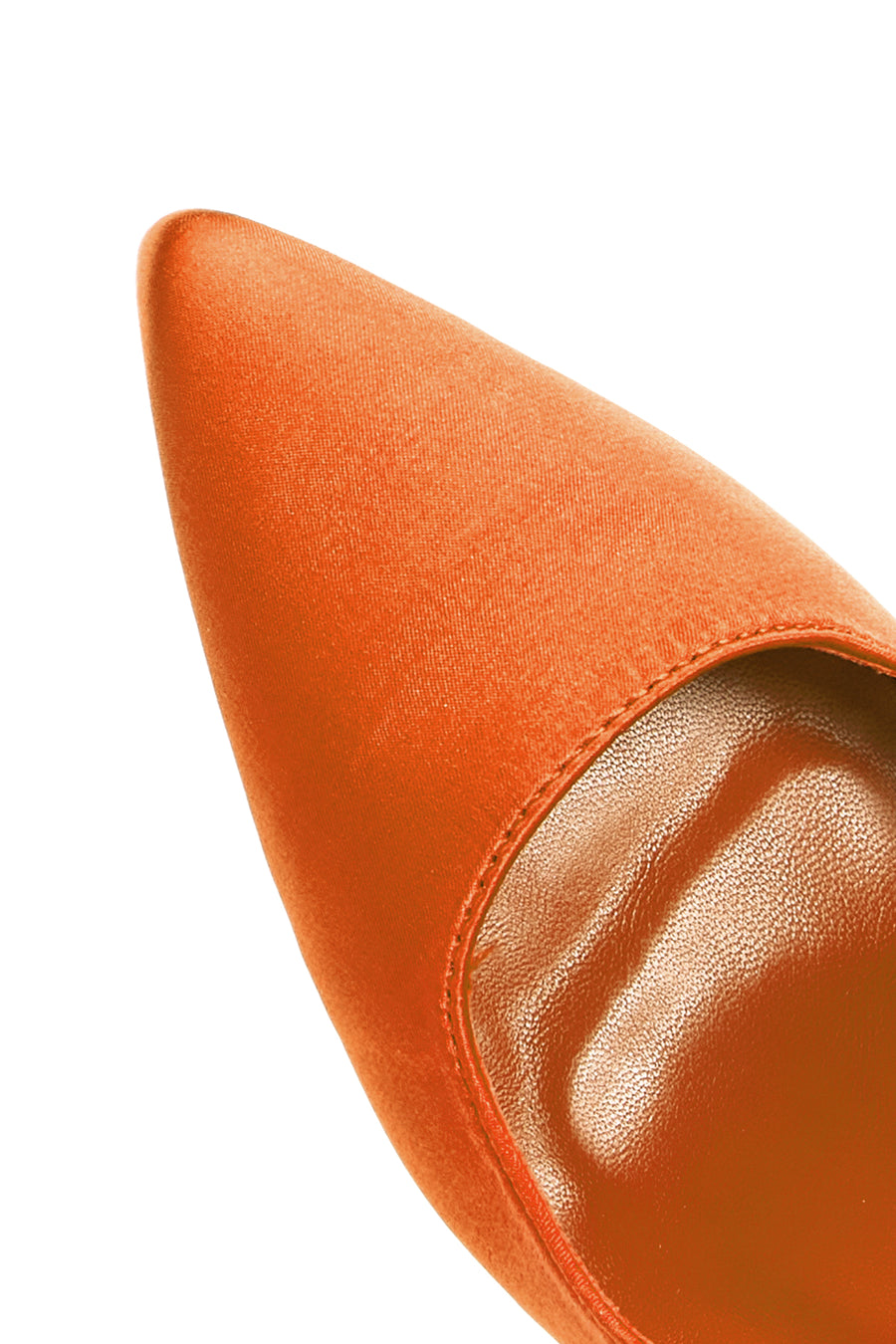 Women's Orange Ankle Strap Satin Heeled Shoes