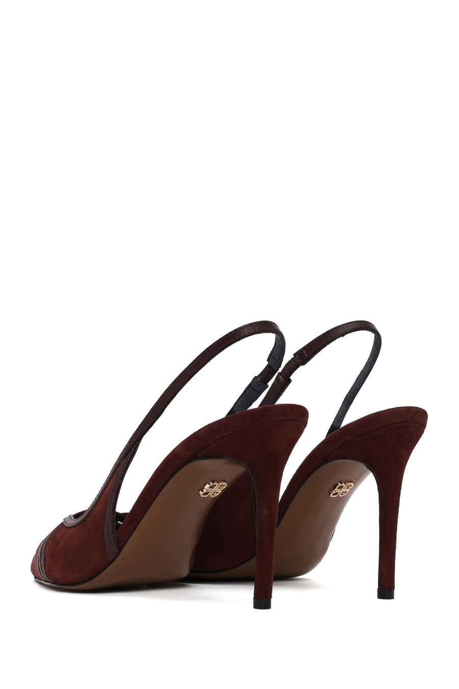 Woman Burgundy Slingback Stiletto Suede Shoes