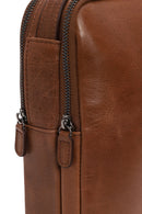 Male Brown Mini Leather Handbag | Derimod