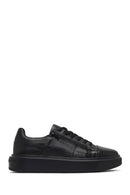 Men's Black Lace-Up Thick-Soled Leather Sneaker | Derimod