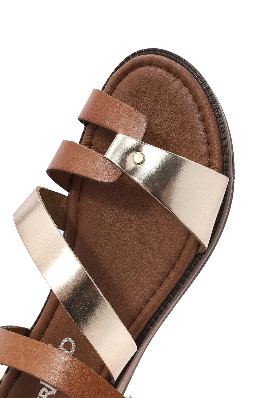 Women's Gold Buckle Metallic Leather Bodrum Sandals