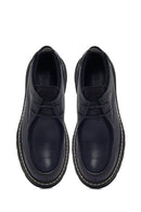 Male Black Lace-Up Thick-Soled Leather Casual Shoes | Derimod