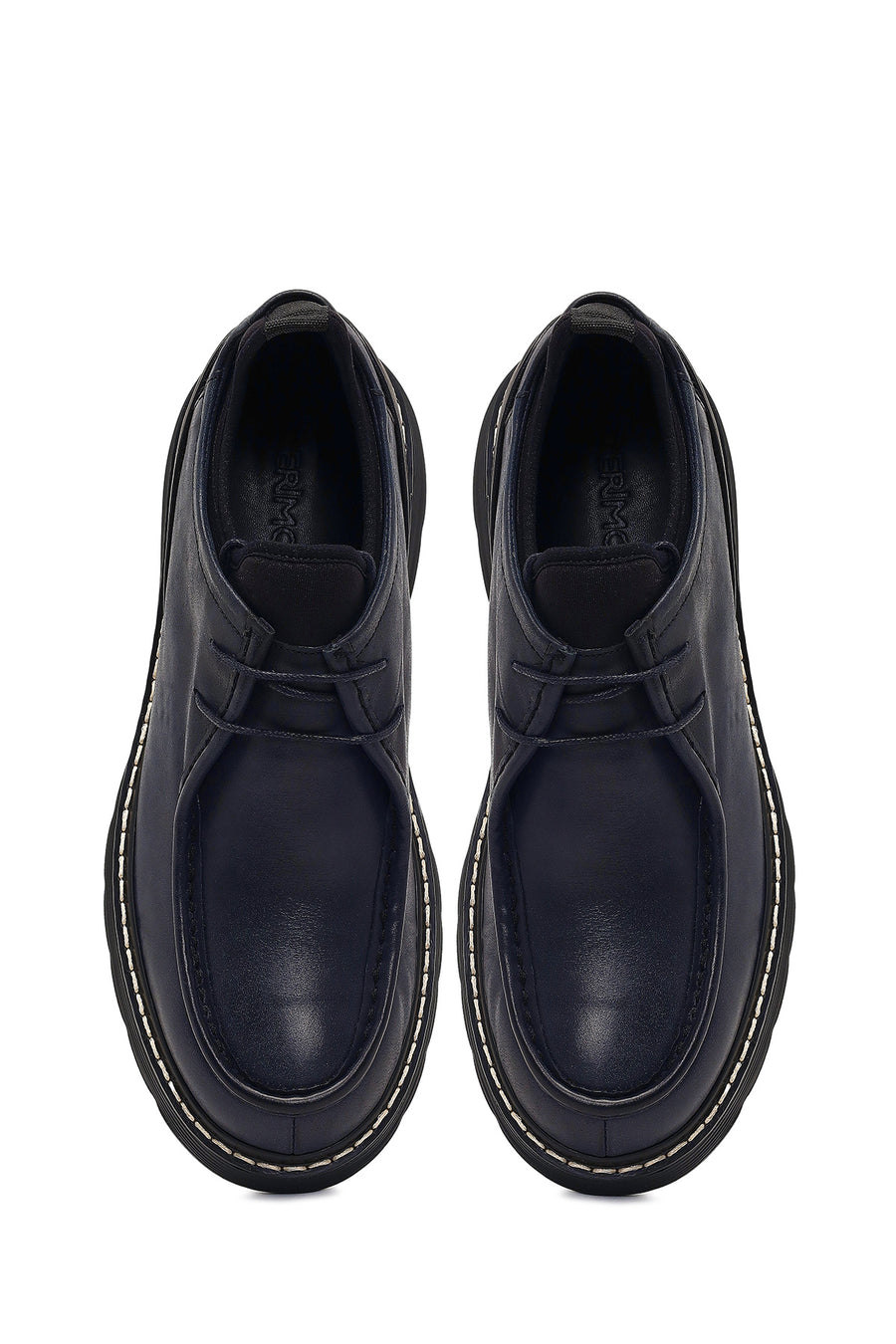 Male Black Lace-Up Thick-Soled Leather Casual Shoes