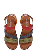 Women's Multicolored Leather Bodrum Sandals | Derimod
