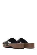 Woman Black Thick-Soled Patent Leather Slippers | Derimod