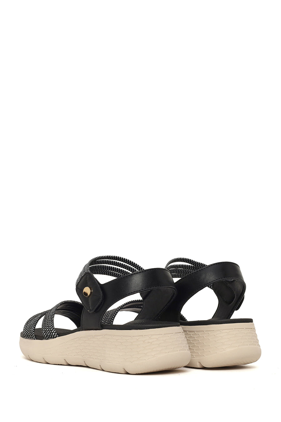 Woman Black Thick-Soled Fabric Comfort Sandal