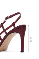 Women's Burgundy Ankle Buckle High Heeled Satin Sandals | Derimod