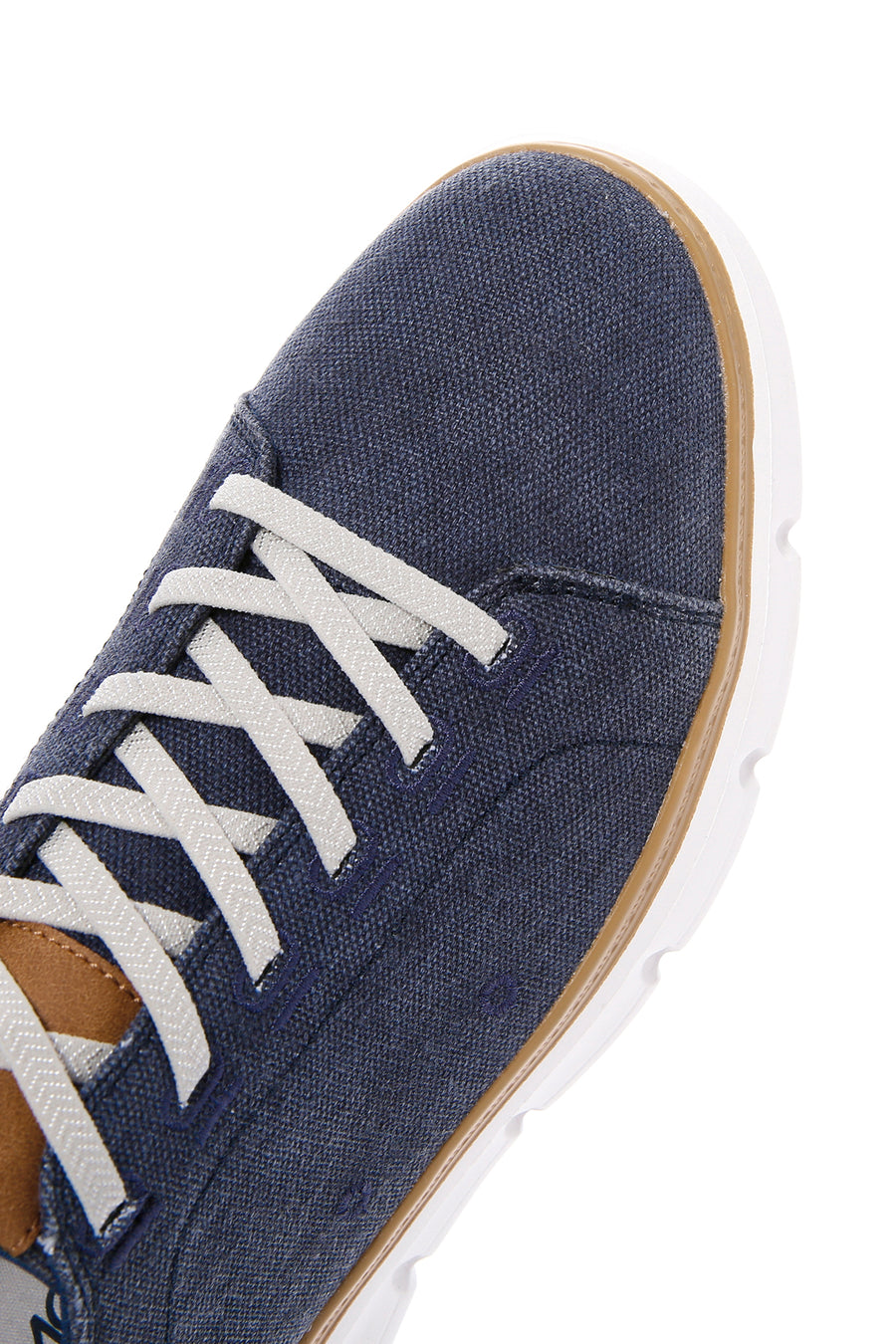 Erkek Lacivert Bağcıklı Kalın Tabanlı Kumaş Sneaker