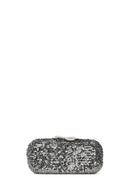 Woman Silver Chain Strap Sequin Mini Box Evening Bag | Derimod