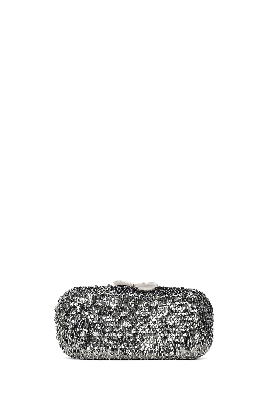 Woman Silver Chain Strap Sequin Mini Box Evening Bag