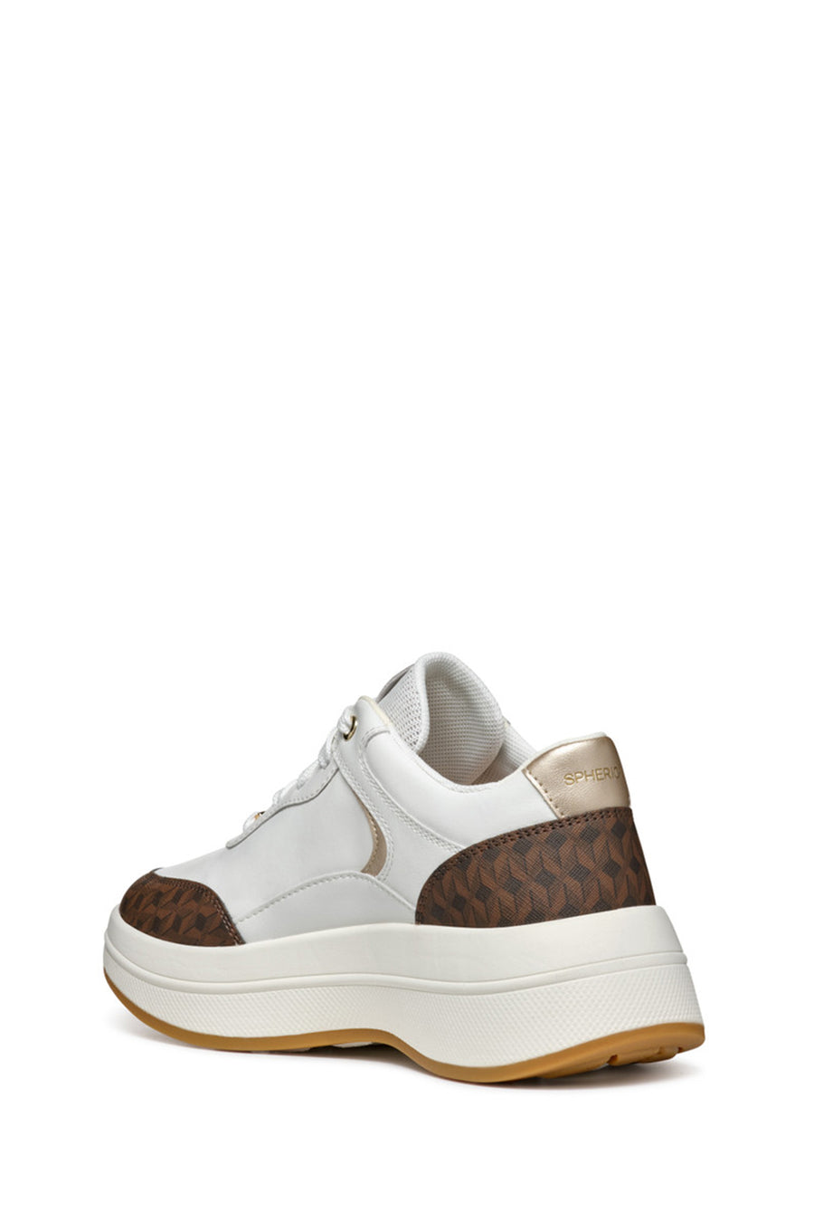 Geox Woman White Thick Sole Lace Up Leather Sneakers
