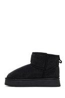 Woman Black Thick-Soled Embellished Leather Teddy Boots | Derimod