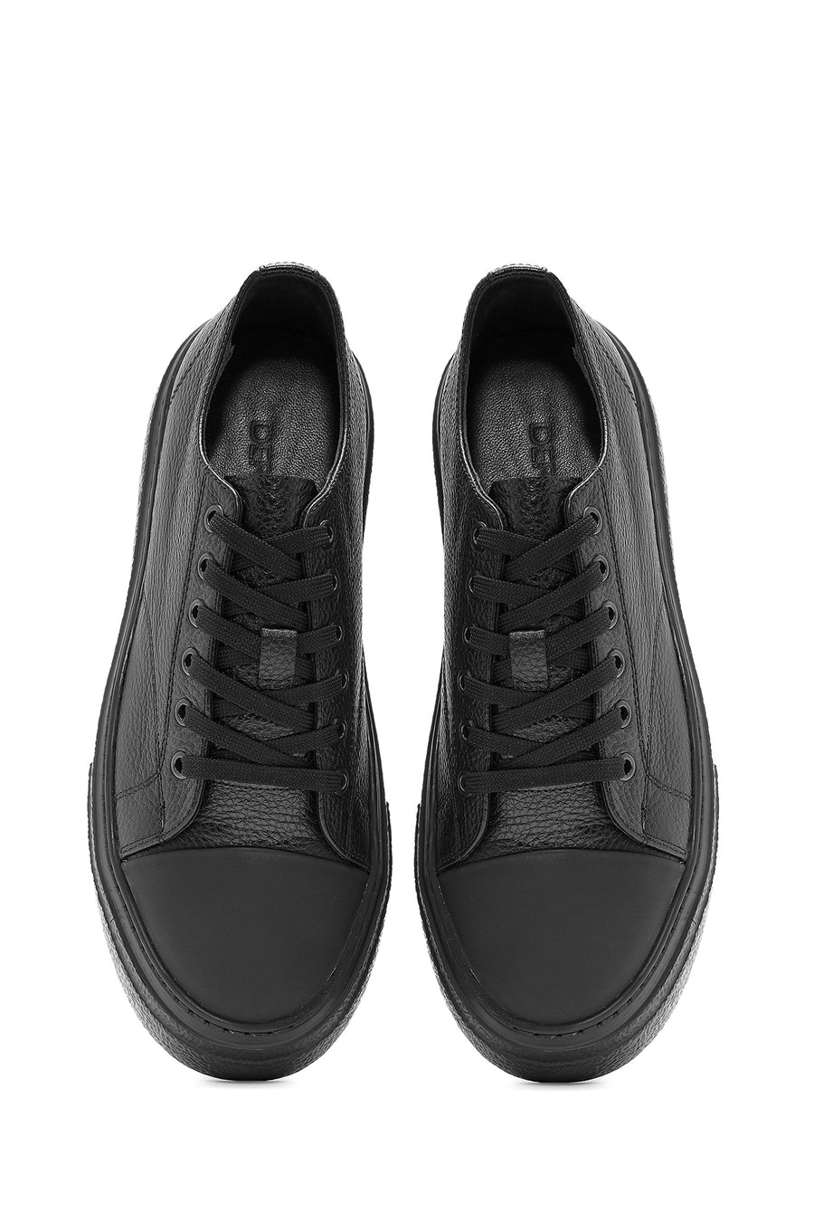 Erkek Siyah Bağcıklı Deri Sneaker