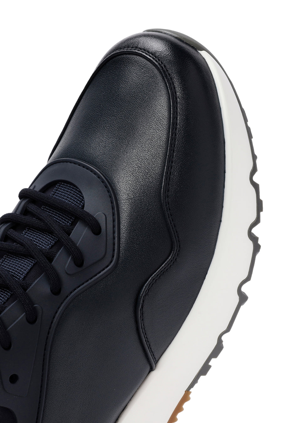 Erkek Lacivert Bağcıklı Deri Casual Sneaker