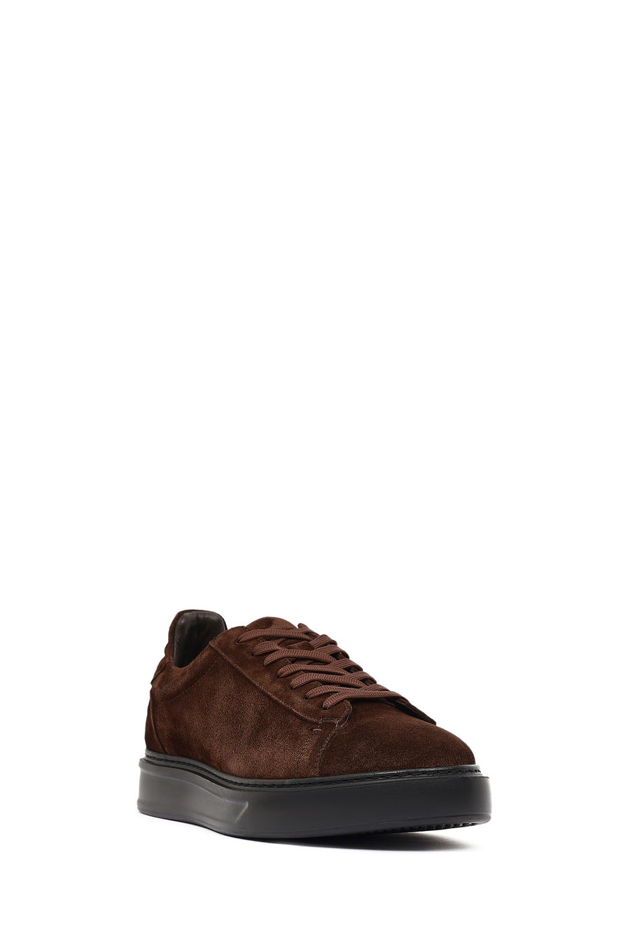 Men's Brown Lace-Up Suede Leather Sneakers