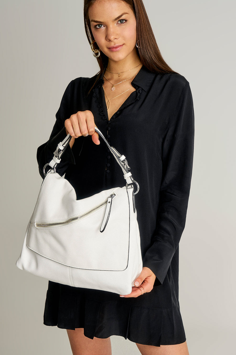 Women's Shoulder Bag with Zipper Detail