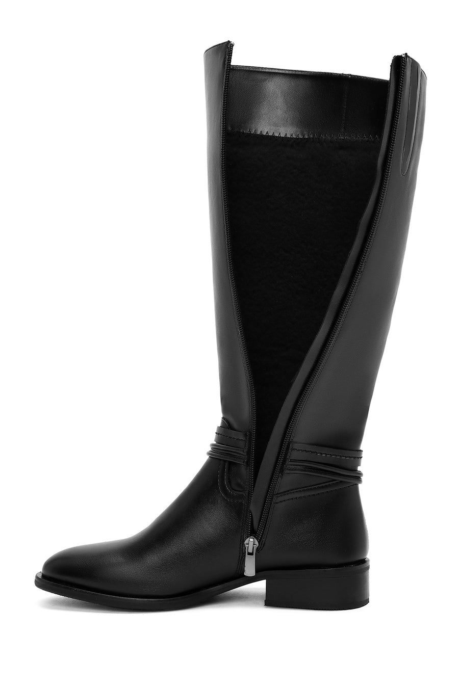 Women's Black Zippered Accessory Detailed Boots
