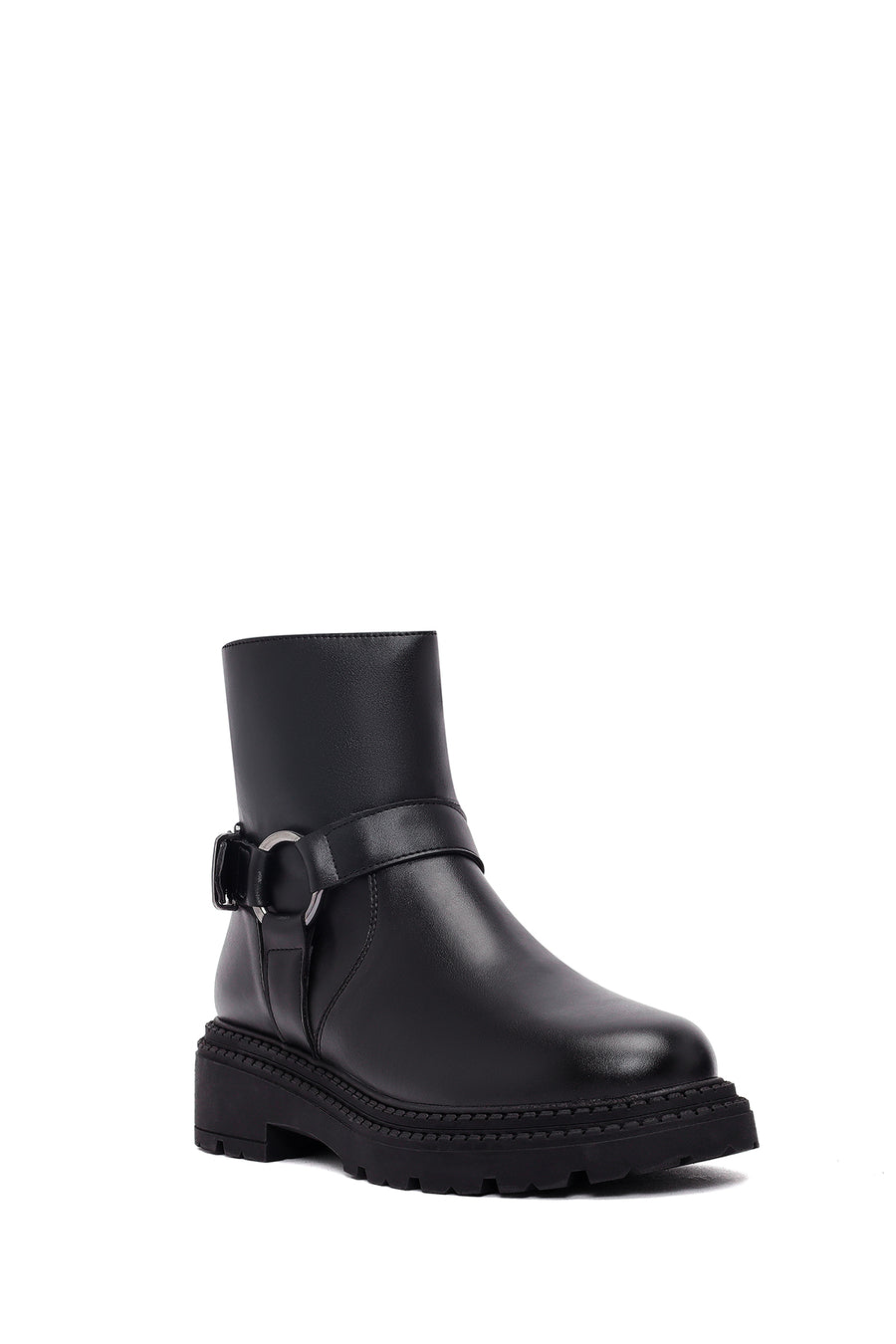 Women's Black Zippered Thick-Soled Boots
