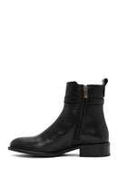 Woman Black Zippered Leather Boat | Derimod