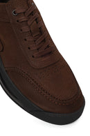Erkek Kahverengi Bağcıklı Nubuk Deri Sneaker | Derimod