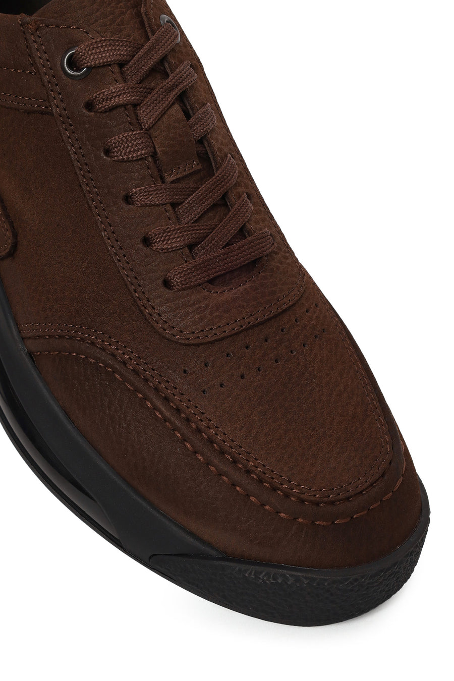 Erkek Kahverengi Bağcıklı Nubuk Deri Sneaker