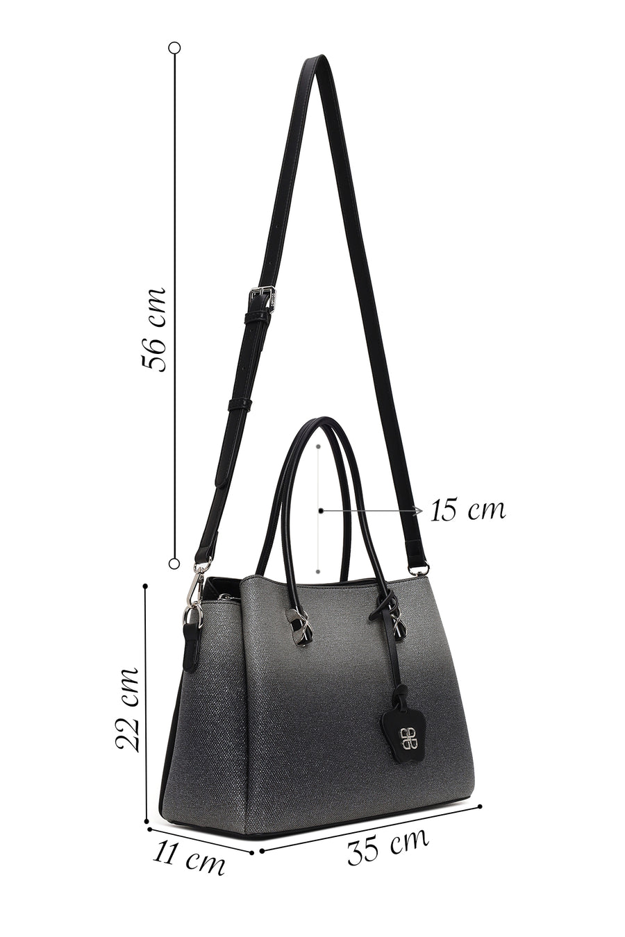 Woman Black Long Strap Printed Shoulder Bag