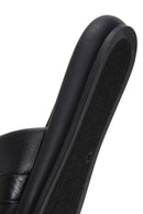 Women's Black Leather Comfort Slippers | Derimod