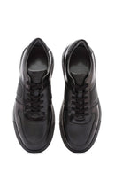 Erkek Siyah Bağcıklı Deri Casual Sneaker | Derimod