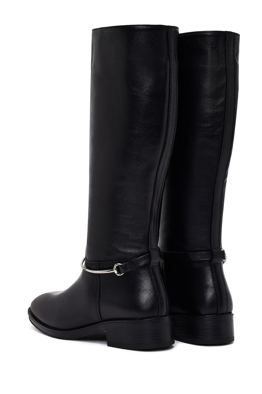 Women's Black Leather Boots with Accessories
