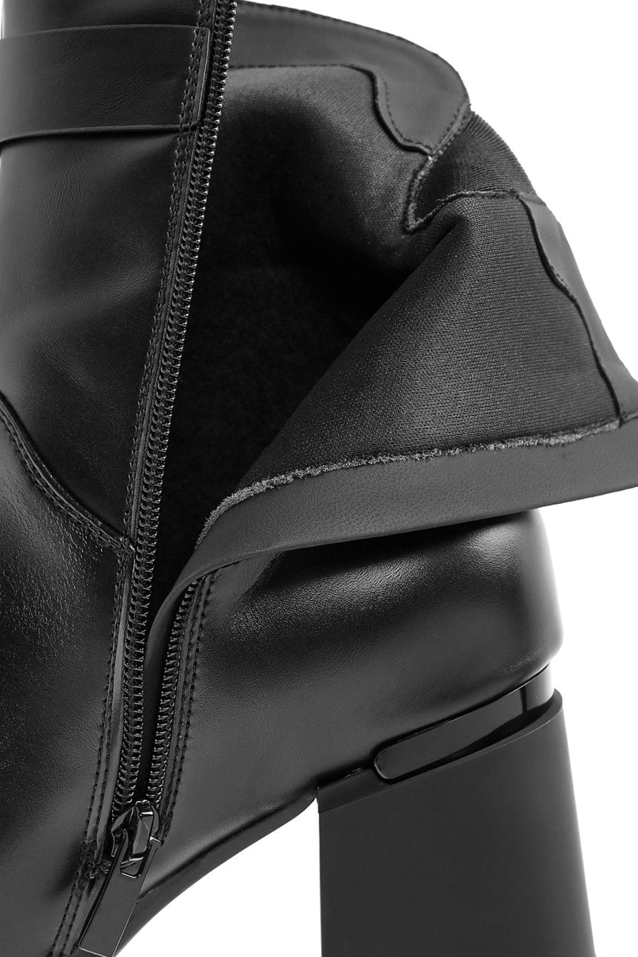 Women's Black Zippered Chunky Heel Boots