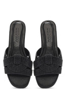 Women's Black Stone Slippers | Derimod