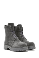 Women's Gray Suede Leather Boots | Derimod