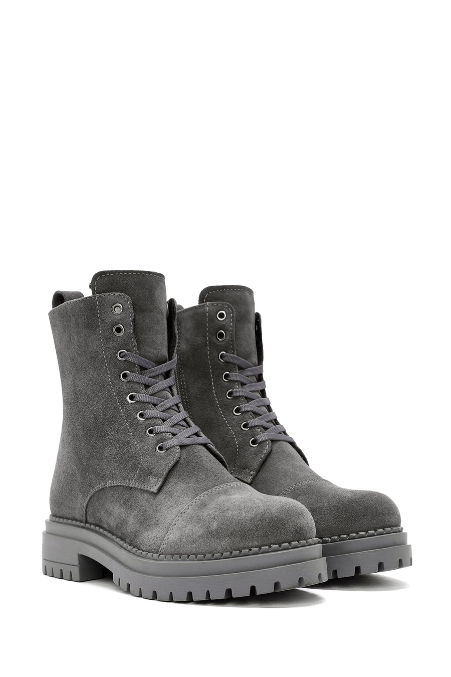 Women's Gray Suede Leather Boots