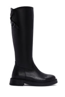 Women's Black Zippered Leather Boots | Derimod