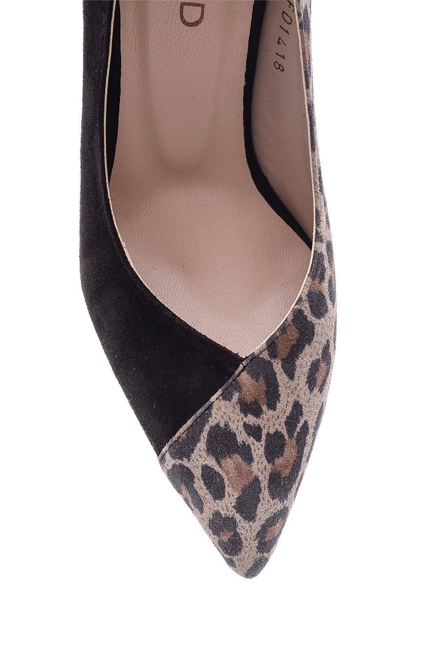 Women's Leopard Detailed Suede Leather Stiletto
