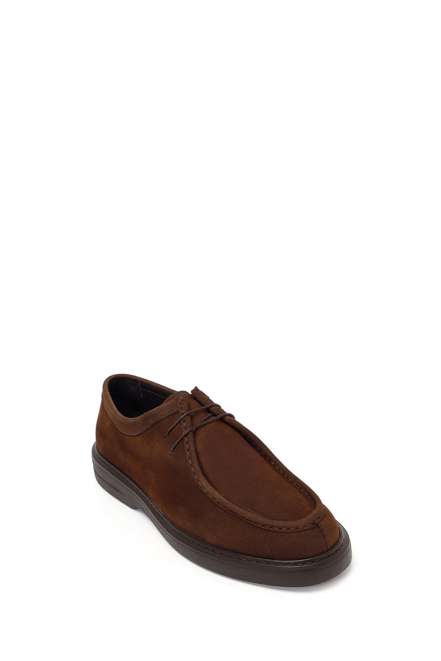 Male Brown Lace-Up Chunky-Soled Nubuck Leather Casual Shoes