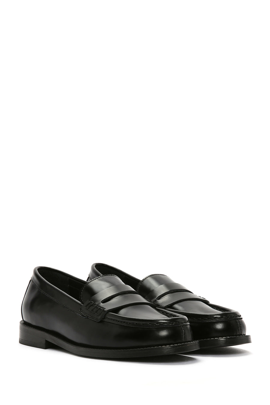 Women's Black Leather Masculine Loafer