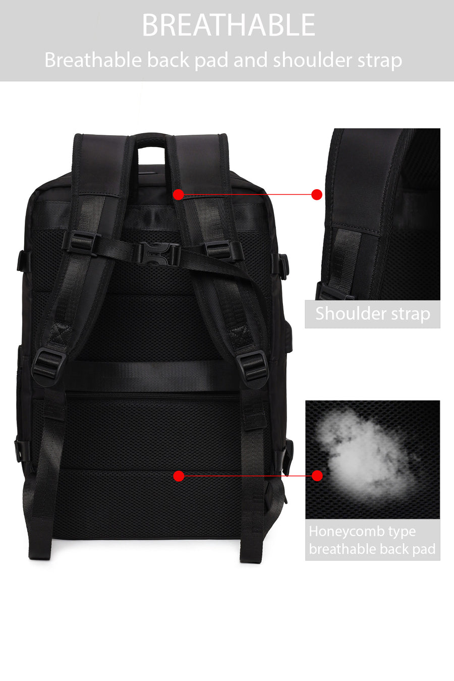 D-Pack Male Black Fabric Backpack