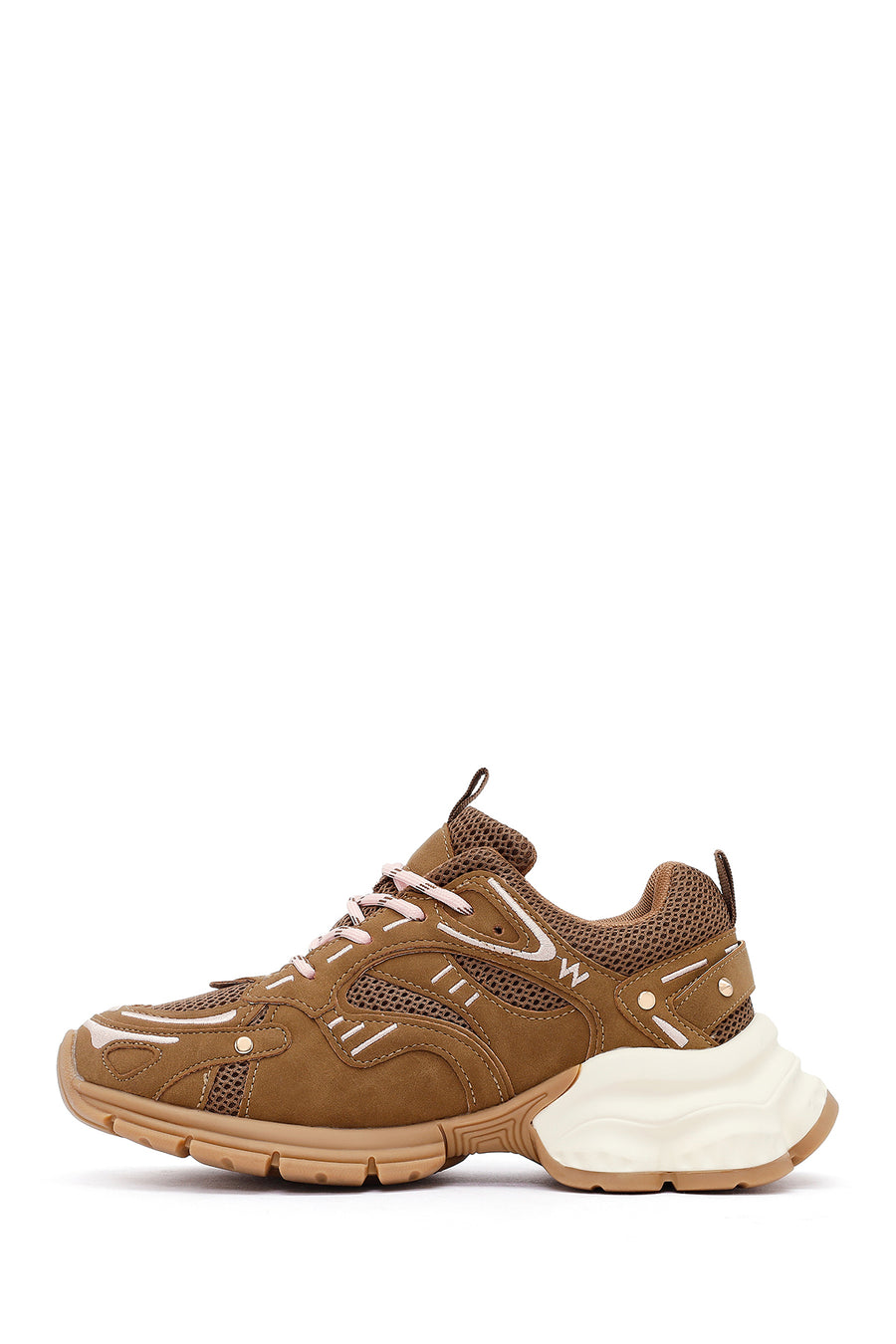 Woman Camel Lace-Up Chunky Sneaker