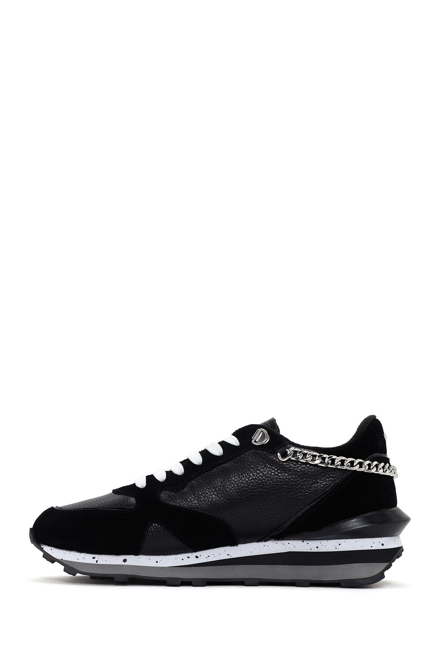 Alberto Guardiani Women's Black Wen Leather Thick Soled Sneaker