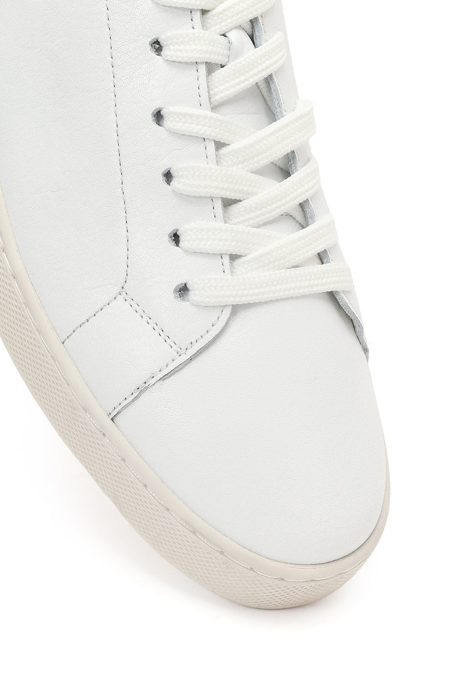 Erkek Beyaz Bağcıklı Deri Sneaker