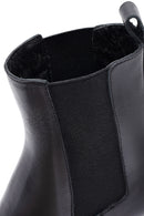 Woman Black Chunky Heels Leather Boat | Derimod