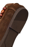 Women's Brown Suede Leather Loafer with Accessory Details | Derimod