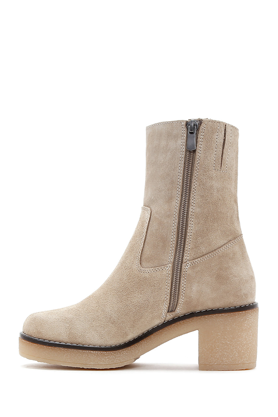 Women's Brown Suede Leather Heeled Boots
