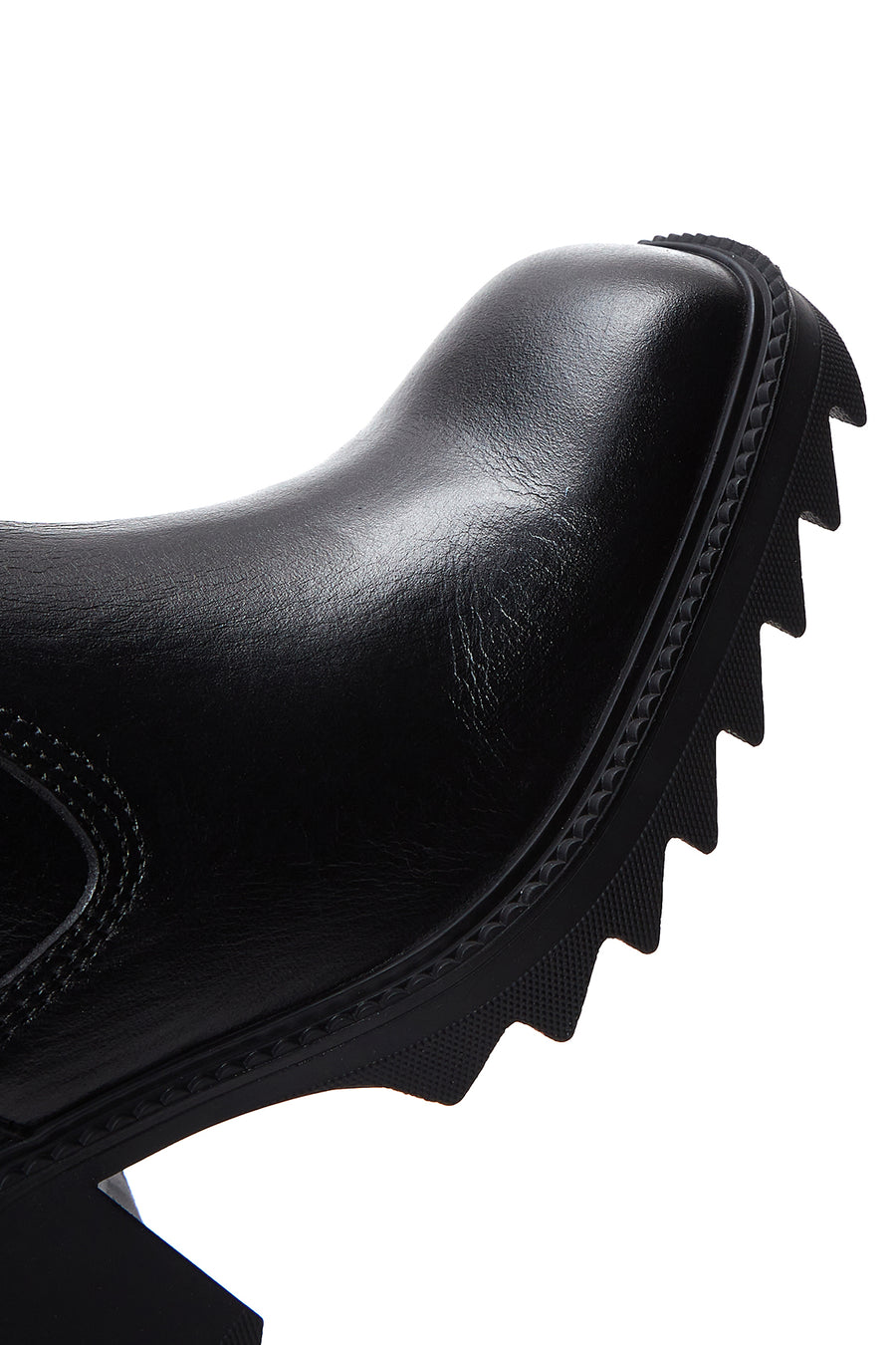 Women's Black Zippered Thick Heeled Leather Boots