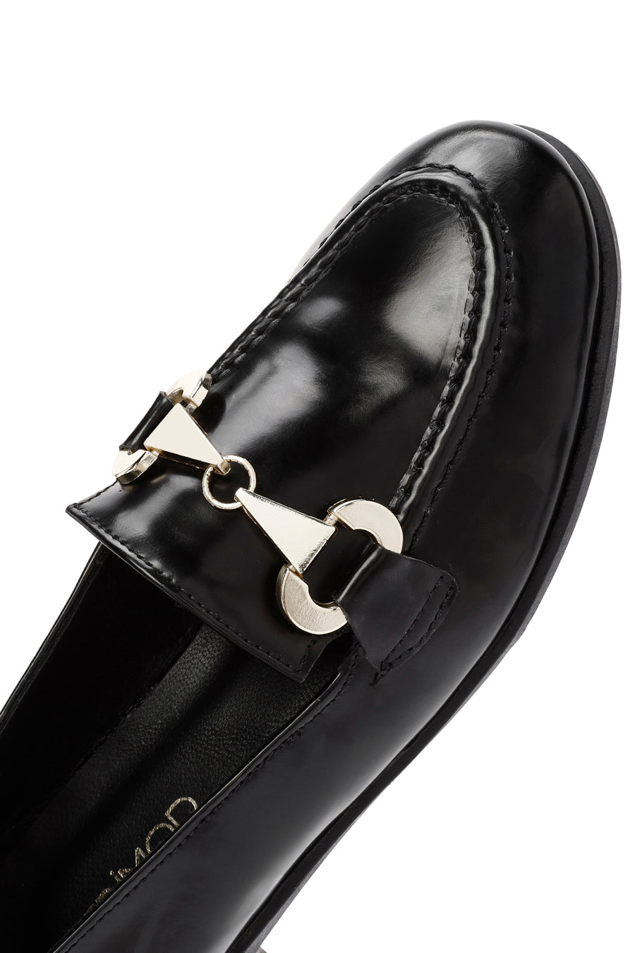Women's Black Buckle Detailed Leather Masculine Loafer