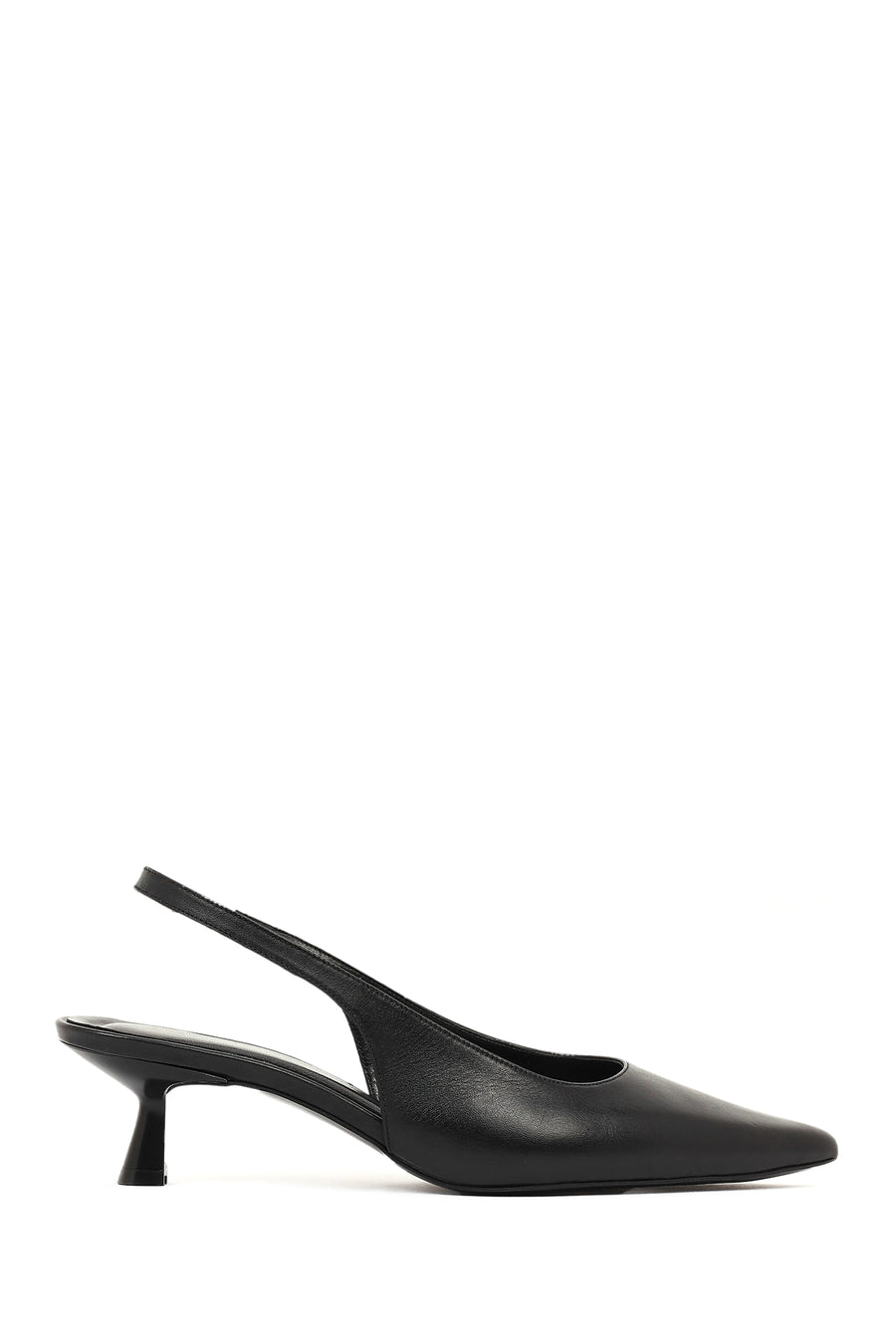 Women's Black Slingback Low Thin Heel Leather Shoes 26PFD160818 | Derimod