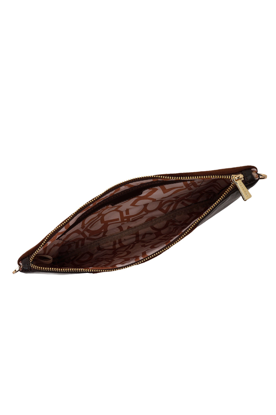 Woman Brown Chain Strap Braided Clutch Bag